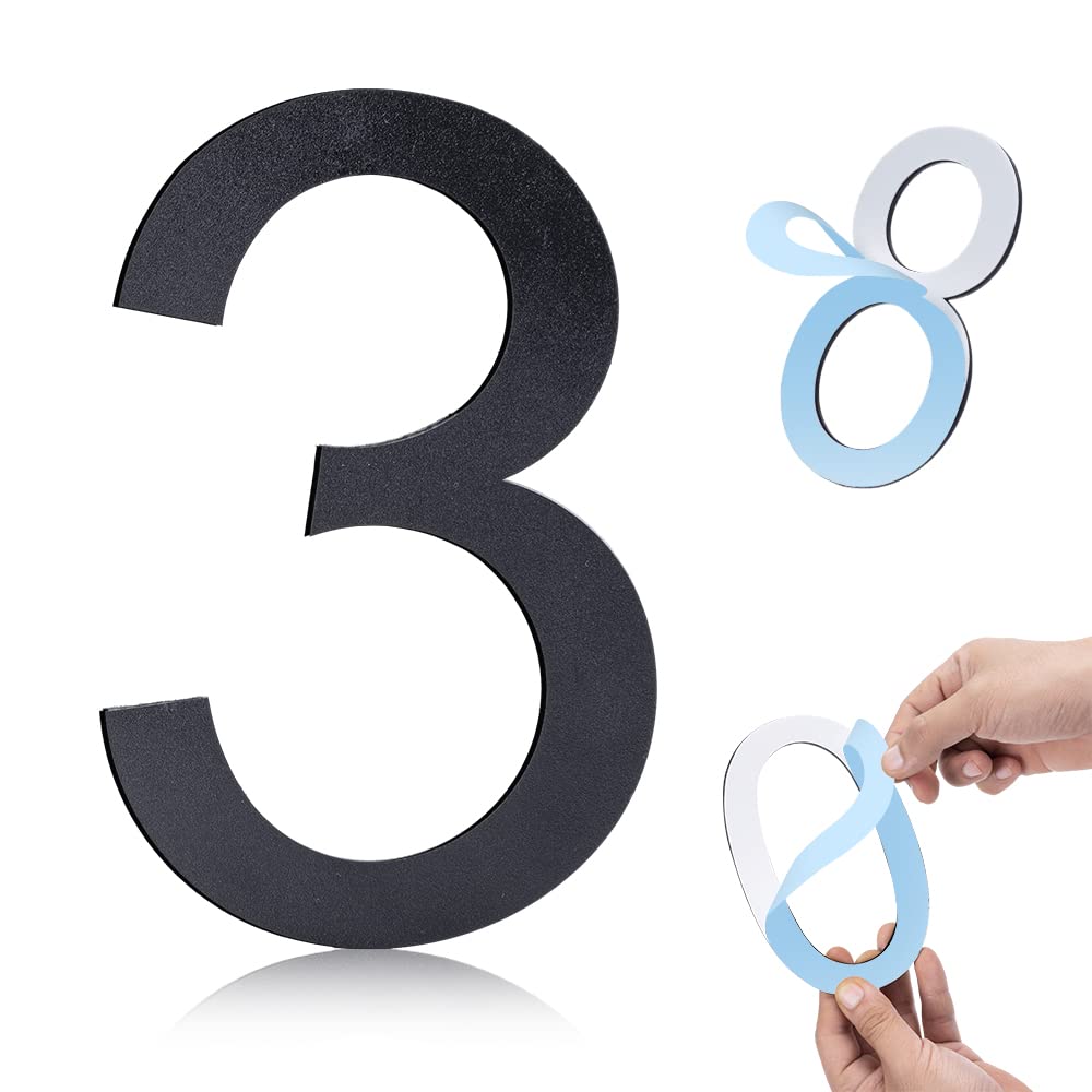 Photo 1 of 6 Inch Self-adhesive House Numbers,Stainless Steel House Number for Outside,Big Modern House Numbers, Garden Door Address Numbers for House, 911 Visibility Signage (3)