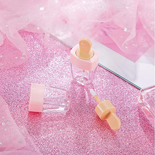 RONRONS 15 Pack Pink Ice-cream Shaped Empty Lip Gloss Tube Lip Balm Container DIY Cosmetic Sample Bottle