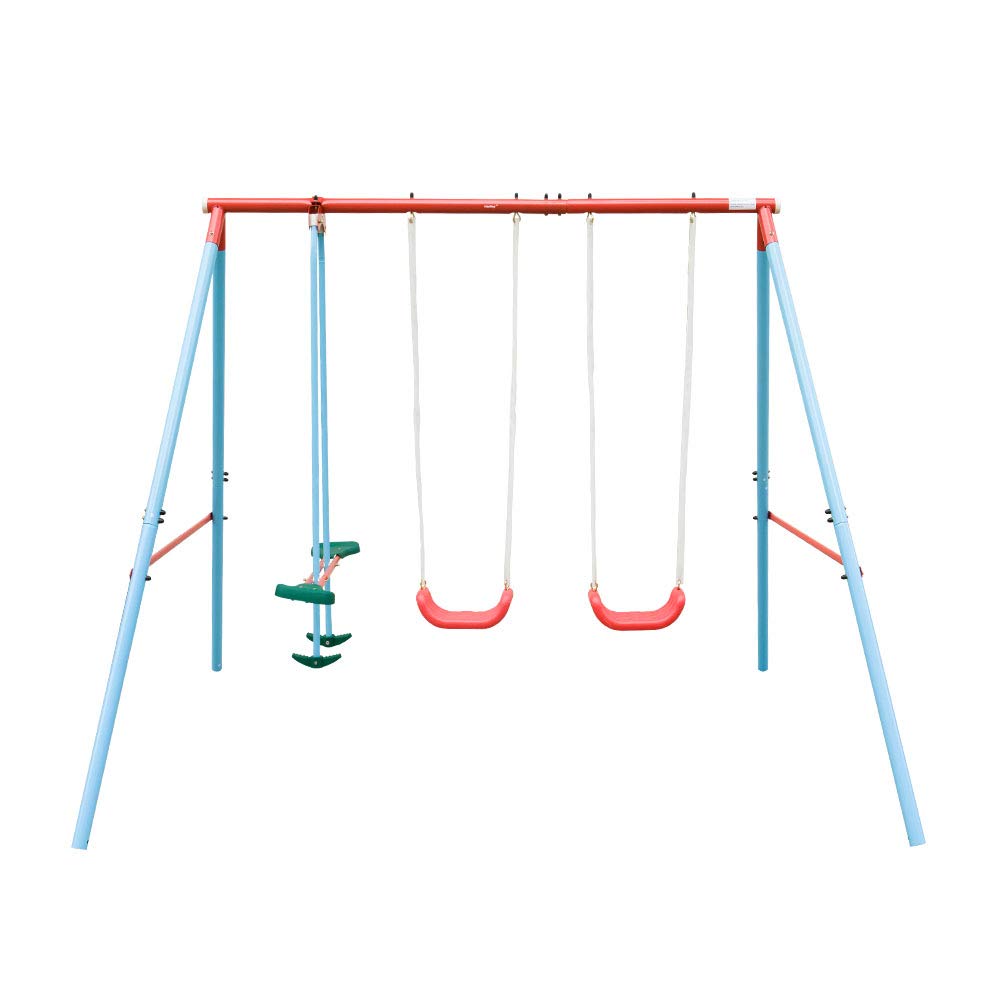 HaoKang Kid's A-Frame Metal Swing Set with Four Stations Swing for Children Play in The Garden Patio Outdoor