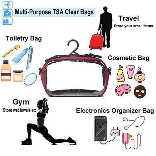 Clear Toiletry Bag TSA Approved Clear Travel Bags Cosmetic Organizer Bag with Hook and Drings