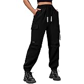 CATHSNNA Baggy Cargo Pants Women High Waisted Parachute Pants Lightweight Hiking Joggers Streetwear with Pockets