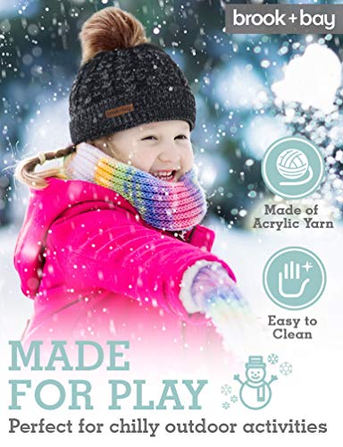 image for Brook + Bay Kids Faux Fur Pom Beanie - Fits Girls, Boys, Toddlers & Ch