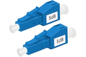 FLYPROFiber- 5dB LC Attenuator | dB Options: 3dB, 5dB, 7dB, 10dB, 15dB, 20dB | LC/UPC SM Single Mode Fixed Fiber Optic Attenuator, Male-Female, 2pack
