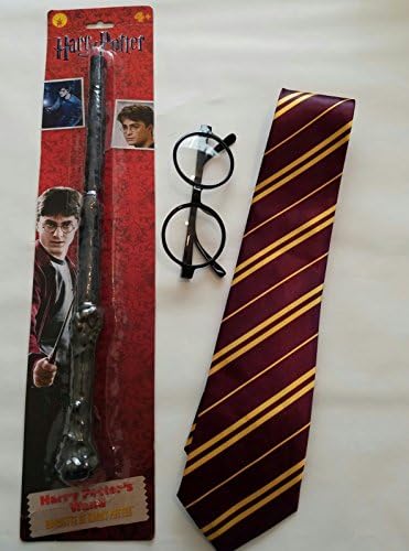 Harry Potter Costume Accessory Bundle with Necktie, Glasses and Wand