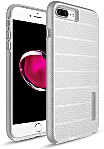 Mybat Haptic Dots Texture Anti-Slip Hybrid Armor Case for iPhone 8 Plus / 7 Plus - Silver
