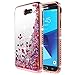 Galaxy J7 Sky Pro Case, J7 Prime /J7 V /J7 Perx/Halo /J7 2017 (J727) w/[Tempered Glass Screen Protector], NageBee Glitter Liquid Quicksand Diamond Electroplate Cute Case -Rose Gold