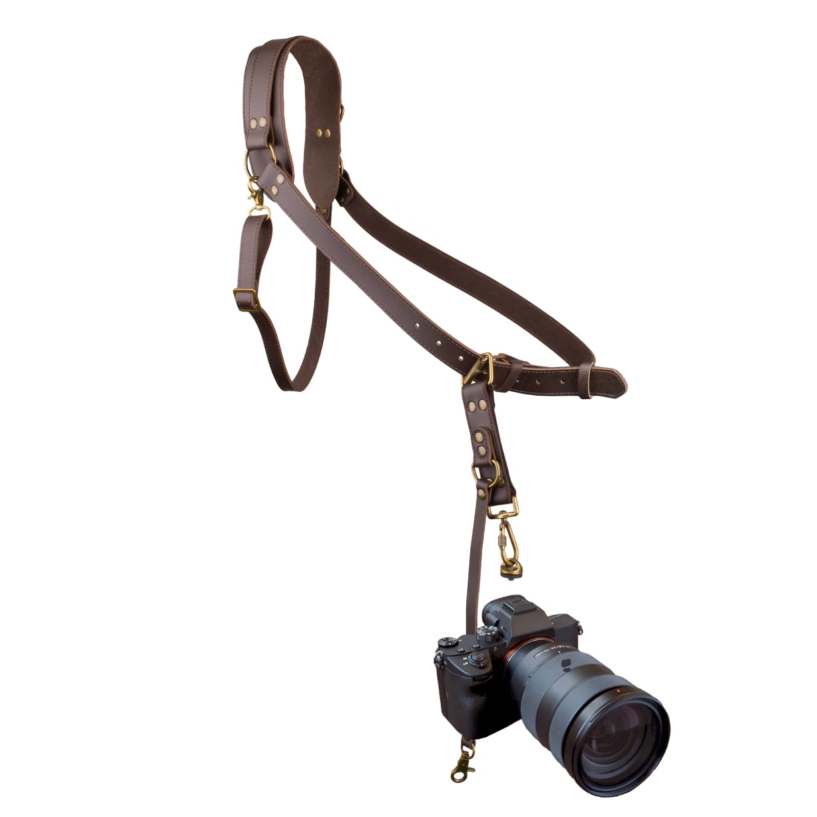 4J LEDR Leather Camera Harness for 1 Camera,Single Camera Strap for Photographers,Camera Shoulder Strap Quick Release DSLR,ADJUSTABLE CAMERA STRAP Leather Single Camera Harness,Brown
