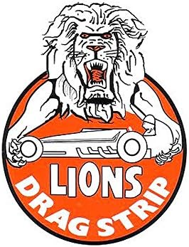 Lions Drag Strip Orange Oval Drag Race Hot Rod Decal Bumper Sticker