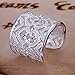 Naivo Retro Europe Style Rose Gold Plated Hollow Hears White Zircon Resizable Band Ringe (silver)