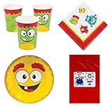 Silly Monsters Theme Halloween Baby Shower Kid's Birthday Party Supplies Tableware Pack Set for 16 (Cups, Dessert Plates, Napkins & 1 Secret Bonus Bag)