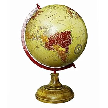 Aone India World Globe with Golden White Educational Learning Rotating Desktop Globe - Perfect for Kids, Geography Students, Teachers and More - Classic Design - 8 Inches