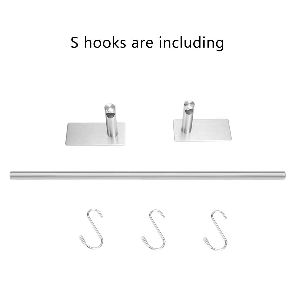 bedee Towel Rail Self Adhesive Towel Bar with 3 Hooks, 40 cm / 15.7 inch Stainless Steel Towel Rack Wall Mounted Towel Holder for Kitchen Bathroom Cupboard