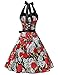 Vintage Cocktail Dress 50s Dresses for Women Retro Halter Rockabilly Homecoming Dress 1950s Pinup Homecoming Dress Black Skull Dot L