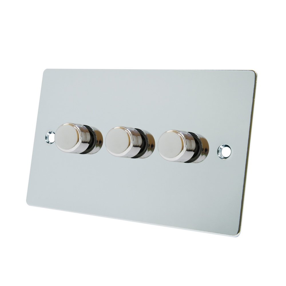 Alliance Electrical FPC3GDIM40 10 A 400 W 3 Gang 2 Way Flat Light Dimmer Switch - Polished Chrome