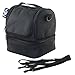 Nex Lunch Bag Double Cooler Carry Bag Insulated Tote Large Capacity with Adjustable Shoulder Strap and Zip Closure Travel Lunch Tote(Black)