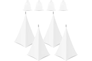 OUKMIC DJ Speaker Stand Cover White, 360 Degree Tripod Skirt with Storage Bag for Stage Gig, Wedding and Banquet Event - 4 Pa
