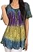 Sakkas Dina Relaxed Fit Sequin Tie Dye Embroidery Cap Sleeves Blouse/Top