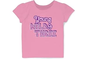 Young Wild and Three Year Old Birthday T-Shirt 3rd Party Tee Shirt Outfit Toddler Girl Pink