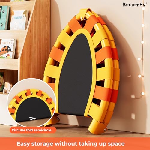 Beauenty Rebounder Trampolines for Kids, 40" Toddler Trampoline with Adjustable Handle, Foldable Trampoline for Indoor Outdoor, Silent and Anti-Slip Trampolines with 400kg Load, Recreational