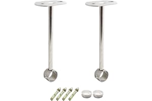 2 Pack Ceiling Mount Bracket, Stainless Steel Wardrobe Pipe Bracket Rod Holder Ceiling Holder, ULIFESTAR Shower Curtain Closet Wardrobe Rod Lever Support Holder Pipe Flange Socket 32x300mm/1.26x12''