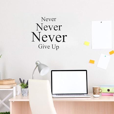 Yiyiyaya Never Give Up Wall Stickers Quote For Bedroom