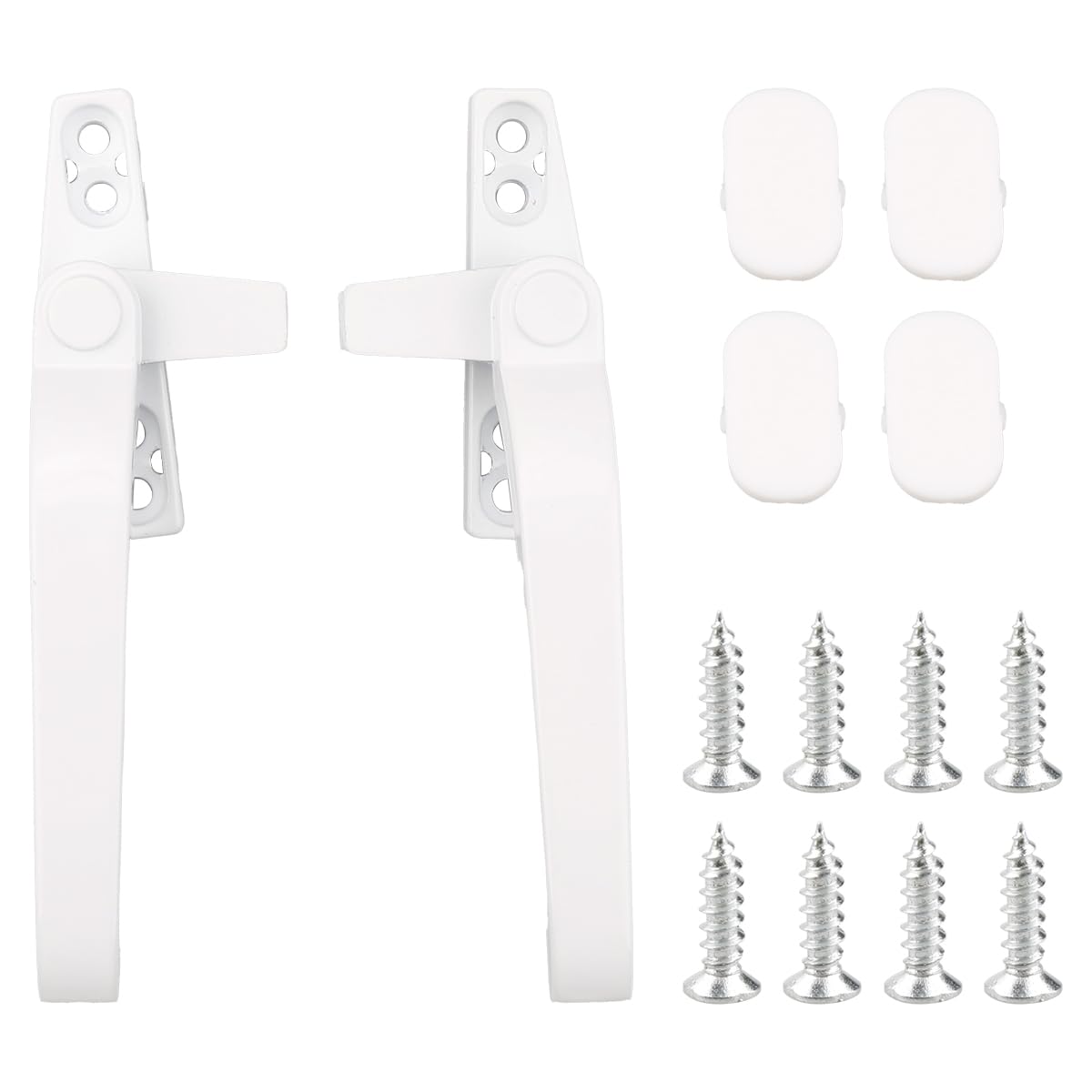 2Pcs White Window Handle Replacement - GLADFRESIT Universal Double Glazing Cockspur Window Handle with Fixing Screws, Zinc Alloy Childproof Casement Hardware Kit Right/Left Hand