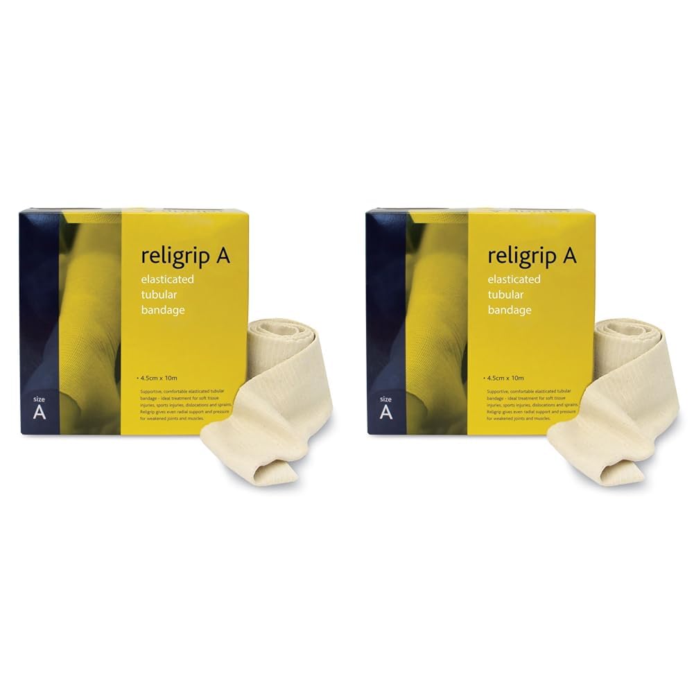 Religrip Elasticated Tubular Bandage - 10m - Size A - White (Pack of 2)