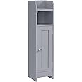 VASAGLE Small Bathroom Storage Corner Floor Cabinet with Door and Shelves, Bathroom Storage Organizer, Narrow Bathroom Toilet Paper Storage Cabinet, Adjustable Shelves, Mystic Gray UBBC310P36