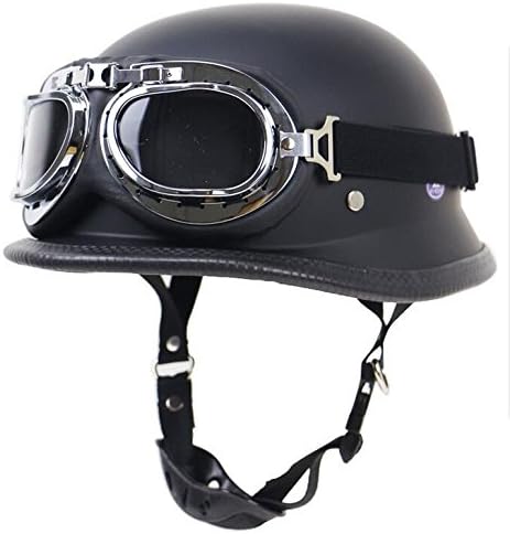 COMMENCER German Style Motorcycle Half Helmet Cruiser Biker (Matte Black, L)