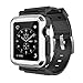 Simpeak Rugged Protective Case with Black Strap Bands Compatible with Apple Watch Series 3 Series 2 42mm, Silver