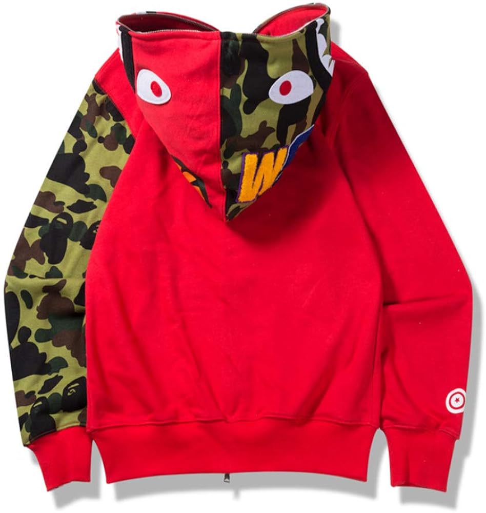 Bape A Bathing Ape Shark Head Camouflage Full Zip Hoodie Sweatshirt Jacket Coat