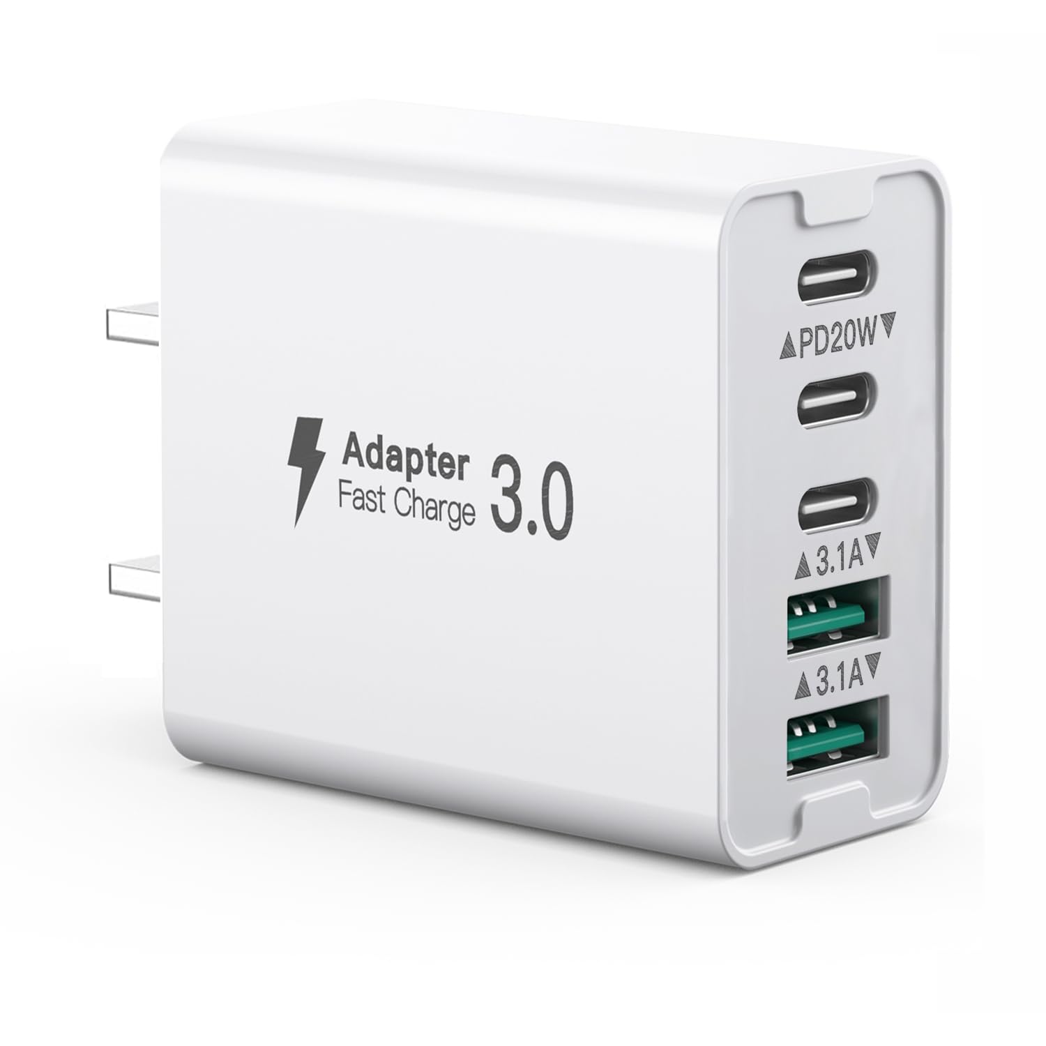 USB C Wall Charger, 50W 5 - Port Charger Block, Fast Charging 3 Type - C + 2 QC Wall Plug Multiport for iPhone 12/13/14/15, PD Fast Charger Power Adapter for Samsung S23/S22/S21/Tablet