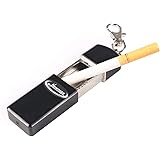 Portable Ashtray, Newness Modern Portable Ashtray, Cigarette Ashtray for Outdoor Use, Ash Holder for Smokers, Pocket Smoking Ash Tray with Lid, Key Chain for Easily Bringing When Travelling, Black