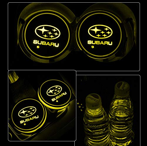 2pcs LED Car Cup Holder Lights for Subaru, 7 Colors Changing USB Charging Mat Luminescent Cup Pad, LED Interior Atmosphere Lamp - Thumbnail 4