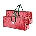 Christmas Tree Storage Bag Set - Set of 2 Bags for 7.5-Foot Artificial Trees - Protects Holiday Decorations and Inflatables by Elf Stor (Red)