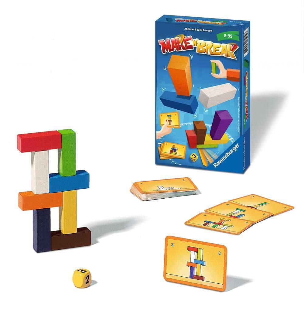 Ravensburger 23444 - Make 'n' Break, Mitbringspiel für 2-4 Spieler, Kinderspiel ab 8 Jahren, kompaktes Format, Reisespiel, Aktionsspiel 3