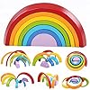 king do way Educational Toy Building Blocks, Wooden Rainbow for Learning, Puzzle Toy Geometry Bricks (Rainbow)