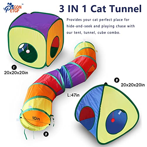 GONPETGP Cat Tunnel Toy and Cubes Combo, Cat Tunnels for Indoor Cats