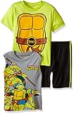 Teenage Mutant Ninja Turtles Little Boys' Toddler 3pc Top and Short Set, Green, 4T