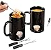 Kovot Personal Fondue Mugs Set of 2 | Ceramic Fondue Mugs and Forks Single Vent (Black)