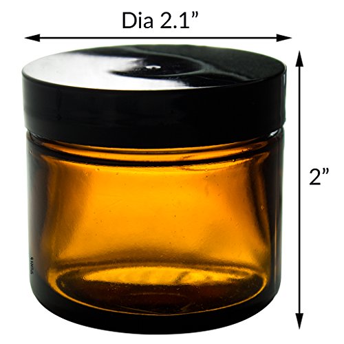 Amber Glass Straight Sided Jar - 2 oz (6 Pack) + Spatulas and Labels