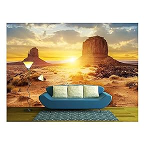 Sunset at The Sisters in Monument Valley, USA - Removable Wall Mural | Self-Adhesive Large Wallpaper - 66x96 inches