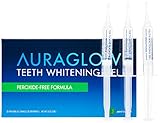 AuraGlow Teeth Whitening Non Peroxide Gel Syringes, Peroxide Free Formula, (3) 5ml Syringes, 30+ Treatments