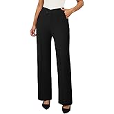 Pink Queen Womens Crossover Dressy Pants Business Casual Work Pants High Waist Pull On Trousers Office Slack