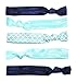 Mane Street Hair Ties (Blue) - Made From The Best Fold Over Elastic Material On The Market - No Tug Knotted Elastic Ribbon - Prevents Ponytail Holder Headache - Best Seller