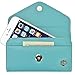 caseen ViVi Wallet Clutch Purse Case Compatible with Apple iPhone XS Max XR XS X 8 7 6S Plus, Samsung Galaxy S9/S9 Plus/S8/S8 Plus/Note 9 Note 8, Google Pixel 2 HTC LG MOTO & more (Teal/White, Large)