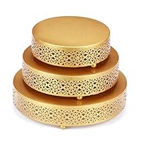 VILAVITA 3-Piece Cake Stand Set Round Metal Cake Stands Dessert Display Cupcake Stands, Gold