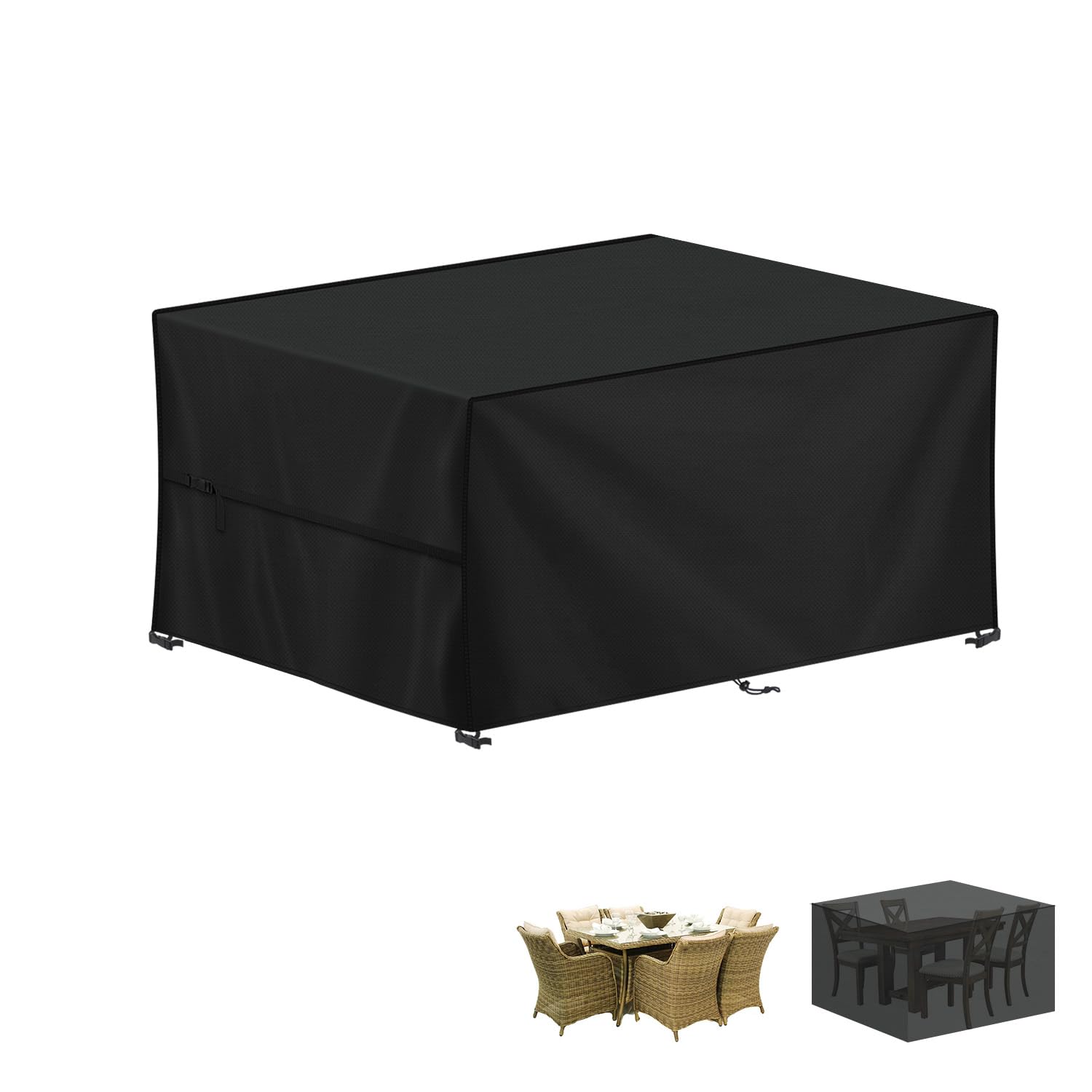 LAMUNI Outdoor Garden Table Cover Rectangular Garden Furniture Covers Waterproof Patio Table Covers Anti-UV Rattan Sofa Set Cover Windproof 420D Oxford Patio Covers for Outdoor Furniture, 140x70x70cm