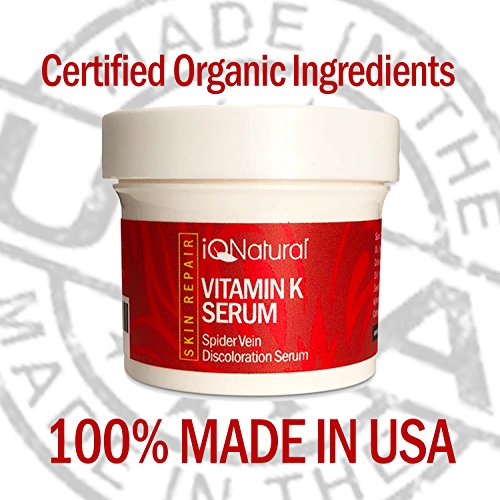 Vitamin K Cream 3.4 oz Formula for Bruises, Spider Veins, Dark Circles, Broken Capillaries, Eyes, Face, Legs