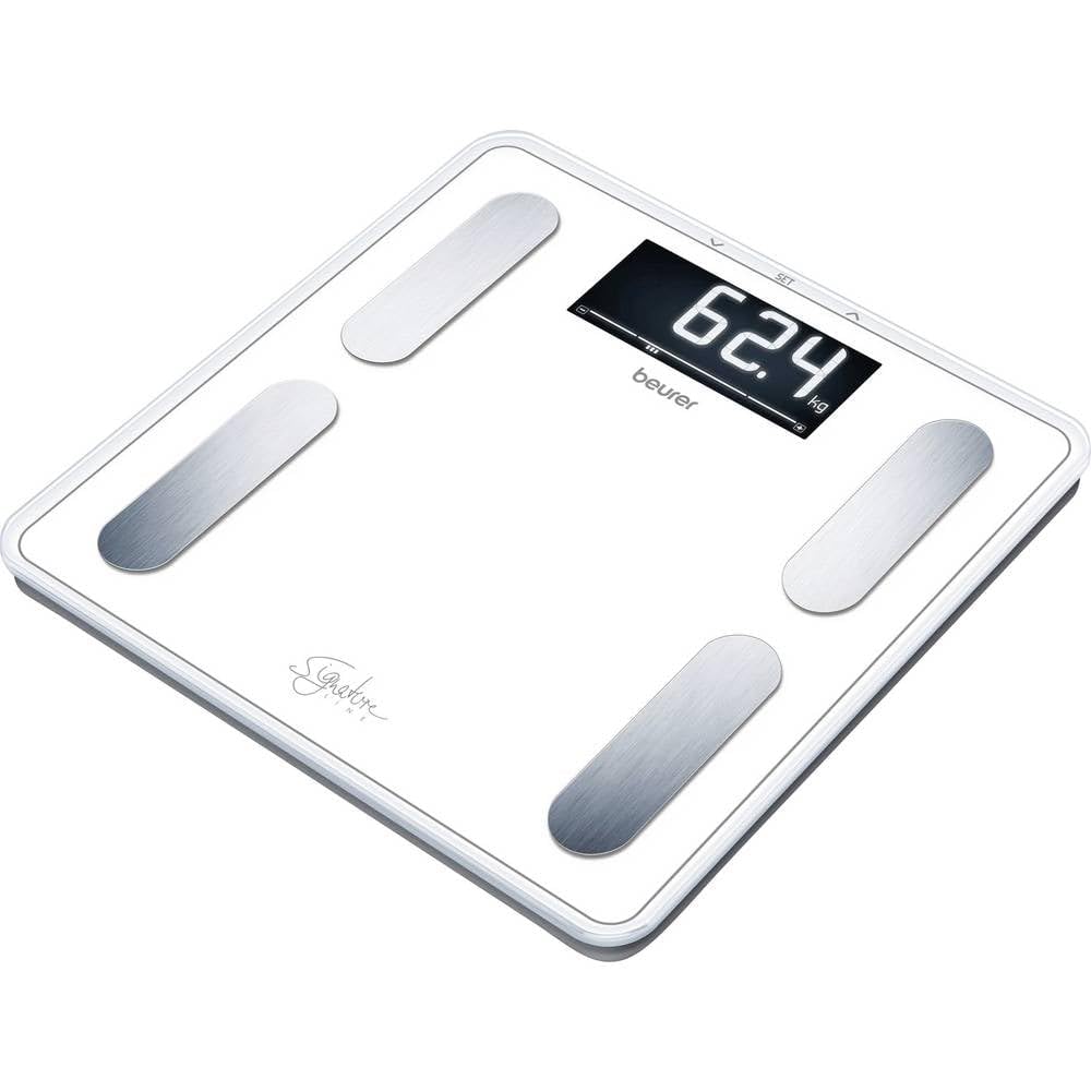 Beurer BF400 White Signature Line Body Analysis Scale| Precise Body Analysis with 10 User Profiles | Extra Large Inverse LCD Display | Capacity up to 200 kg